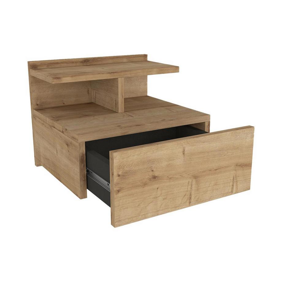 Vente-unique Comodino sospeso 1 cassetto Naturale - Lotto di 2 - AZELNO  