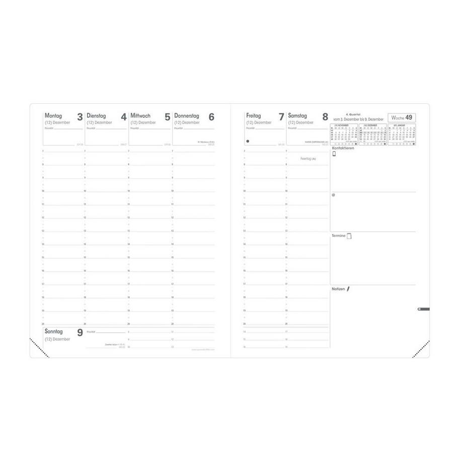 Quo Vadis - Ricambio Agenda - 2025 - Presidente - Settimana Planning - Tedesco - 13 mesi da dicembre a dicembre - 21x27 cm - Carta C lairefontaine Bianca - Prodotto in Francia