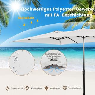 Northix Doppelsonnenschirm 426 x 265 cm Rechteckiger Sonnenschirm UV Schutz Beige  