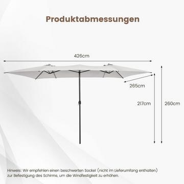 Doppelsonnenschirm 426 x 265 cm Rechteckiger Sonnenschirm UV Schutz Beige