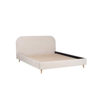 Vente-unique Polsterbett + Matratze - 140 x 190 cm - Bouclé-Stoff - Naturweiß - SANTADI  