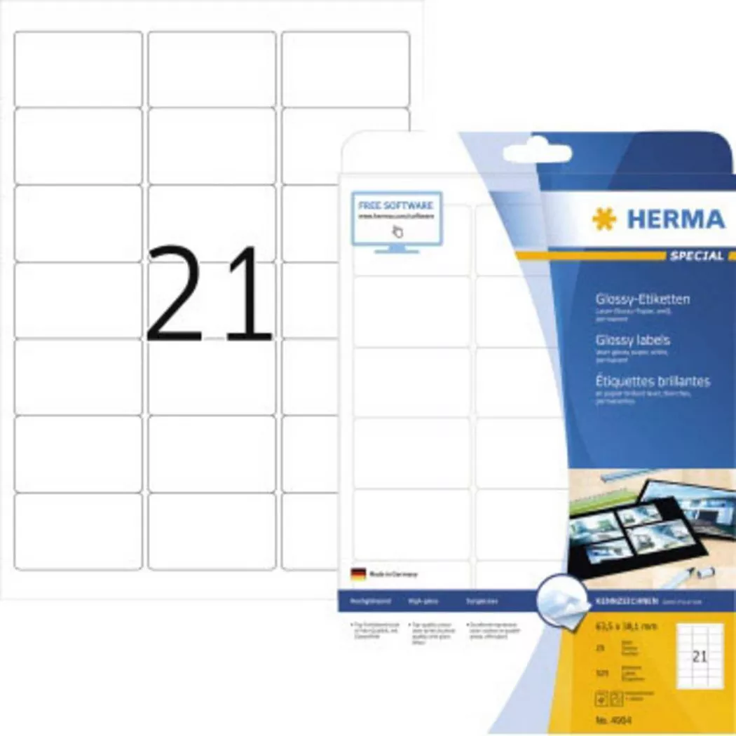 HERMA – Etiketten SuperPrint Glossy 63.5×38.1mm ws 525 St./Pack, One Size, Weiss