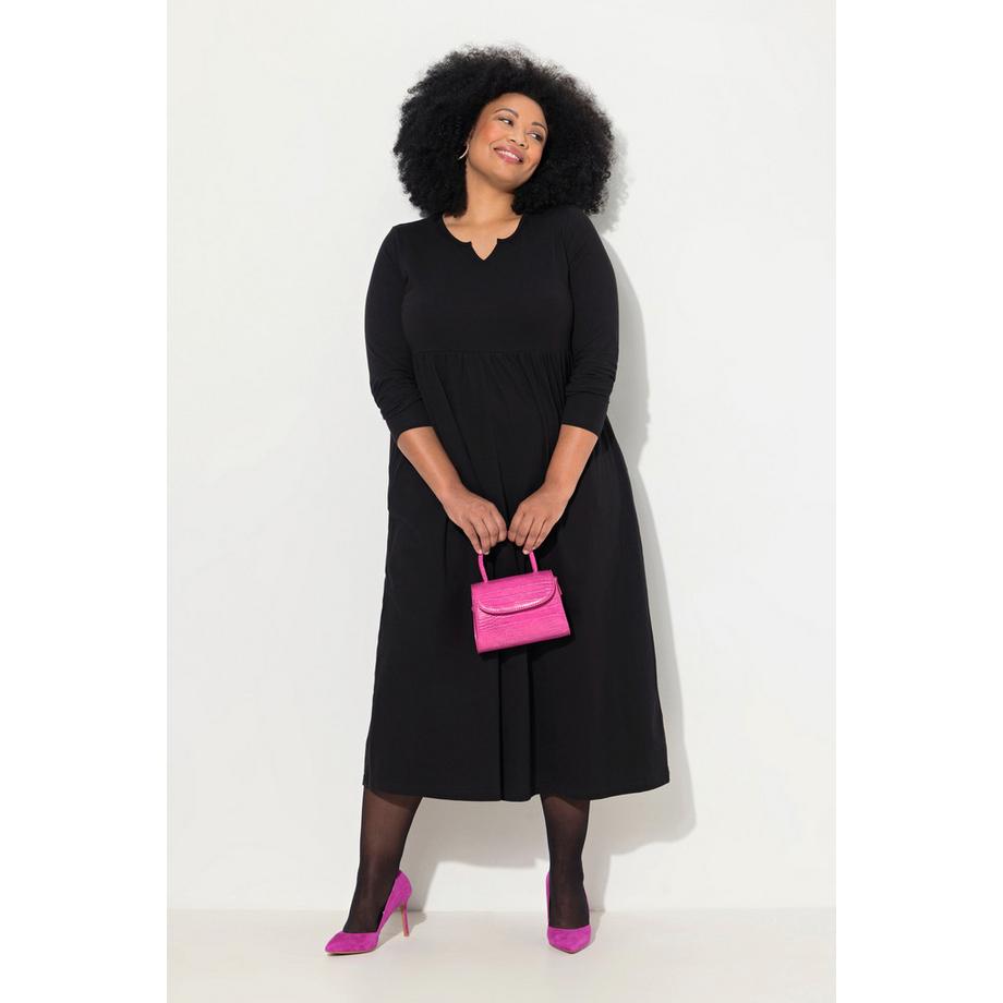 Ulla Popken A-Linie Jersey Tunika-Ausschnitt Langarm Kleid  