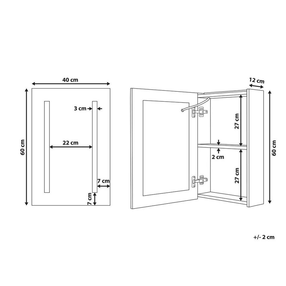 Beliani Armoire de toilette murale en Contreplaqué Traditionnel CAMERON  