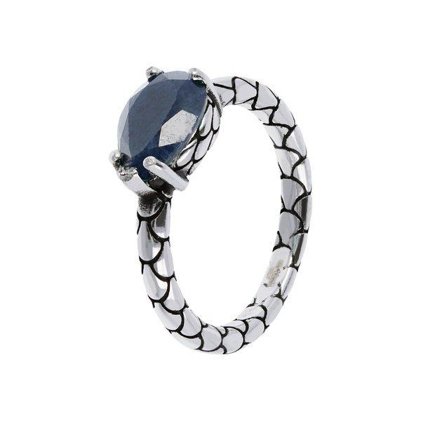 Image of Ring Mit Stein Und Meerjungfrau Textur Fallen Lassen Damen Blau 56