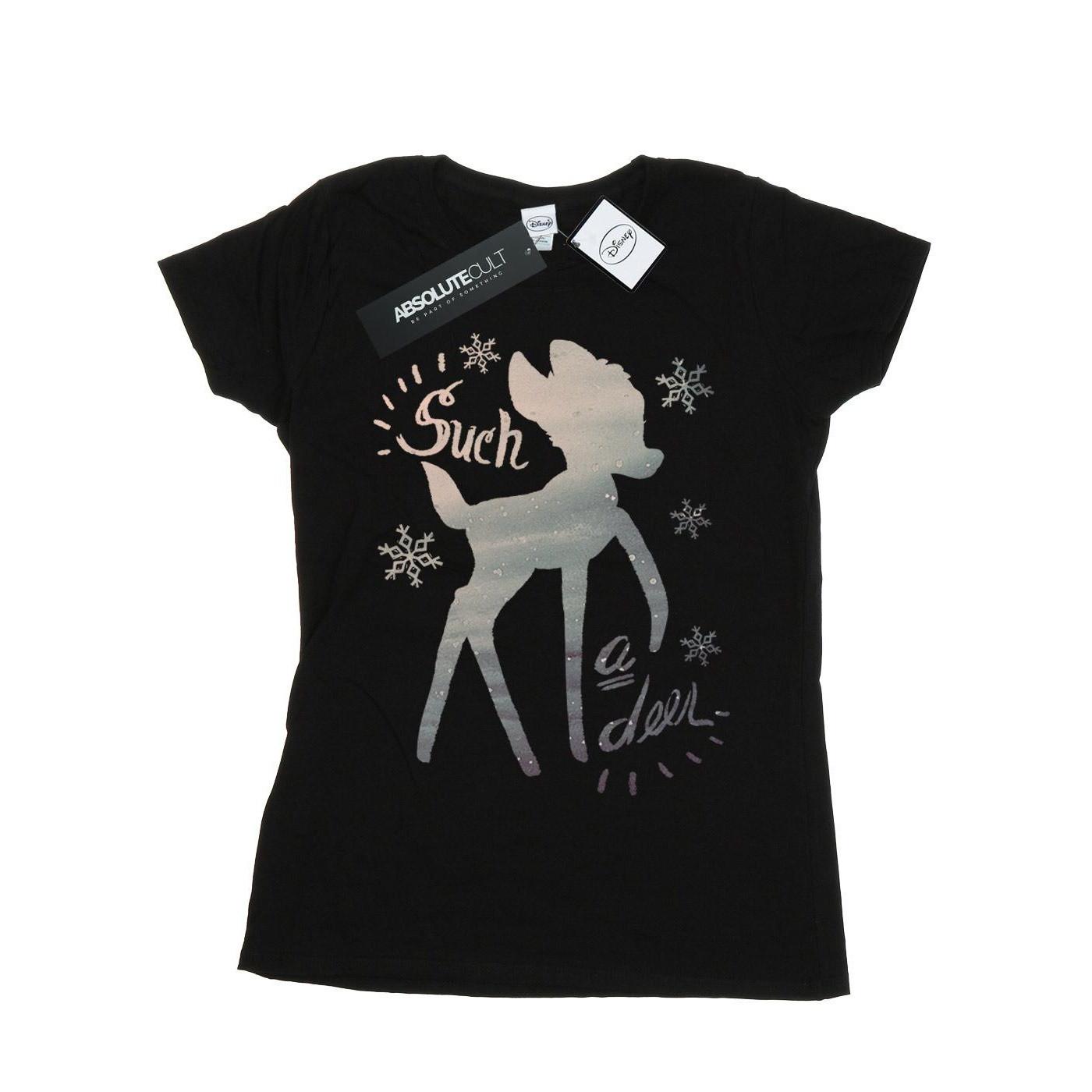 Image of Bambi Winter Deer Tshirt Damen Schwarz S