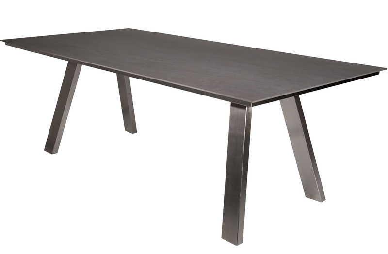 mutoni Table de jardin Monaco pied en A inox - décor céramique sur verre  