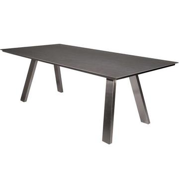 Table de jardin Monaco pied en A inox - décor céramique sur verre