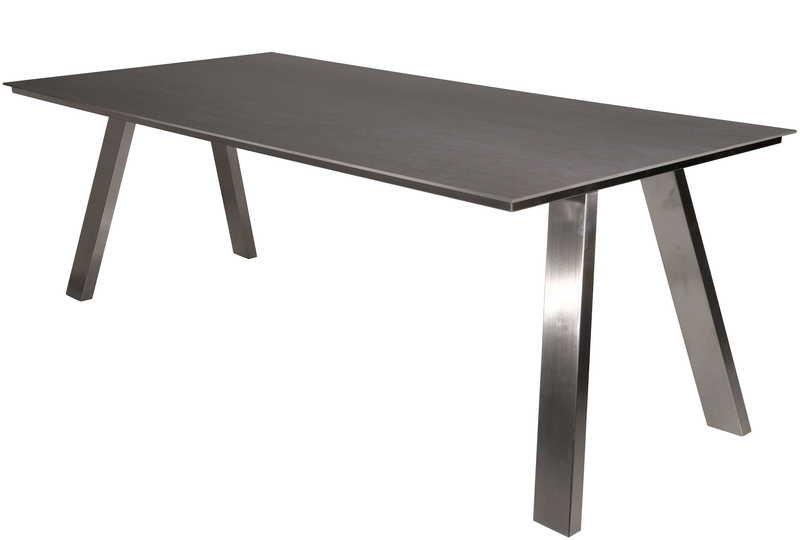 mutoni Table de jardin Monaco pied en A inox - décor céramique sur verre  