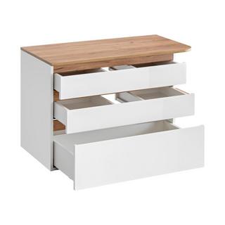 Vente-unique Meuble sous vasque suspendu - Coloris naturel clair et blanc - 96 cm - ANIDA  