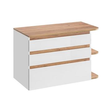 Meuble sous vasque suspendu - Coloris naturel clair et blanc - 96 cm - ANIDA