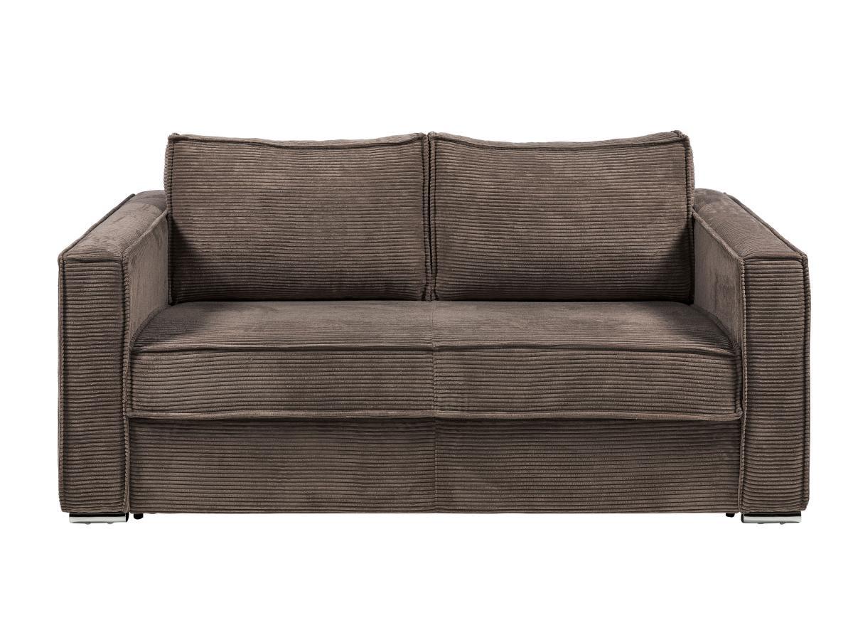 Vente-unique Schlafsofa mit Matratze 3-Sitzer - Cord - Braun - Liegefläche 140 cm - Matratze 22 cm - LORETO  