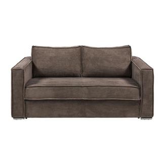 Vente-unique Canapé 3 places convertible express en velours côtelé marron - Couchage 140 cm - Matelas 22 cm LORETO  