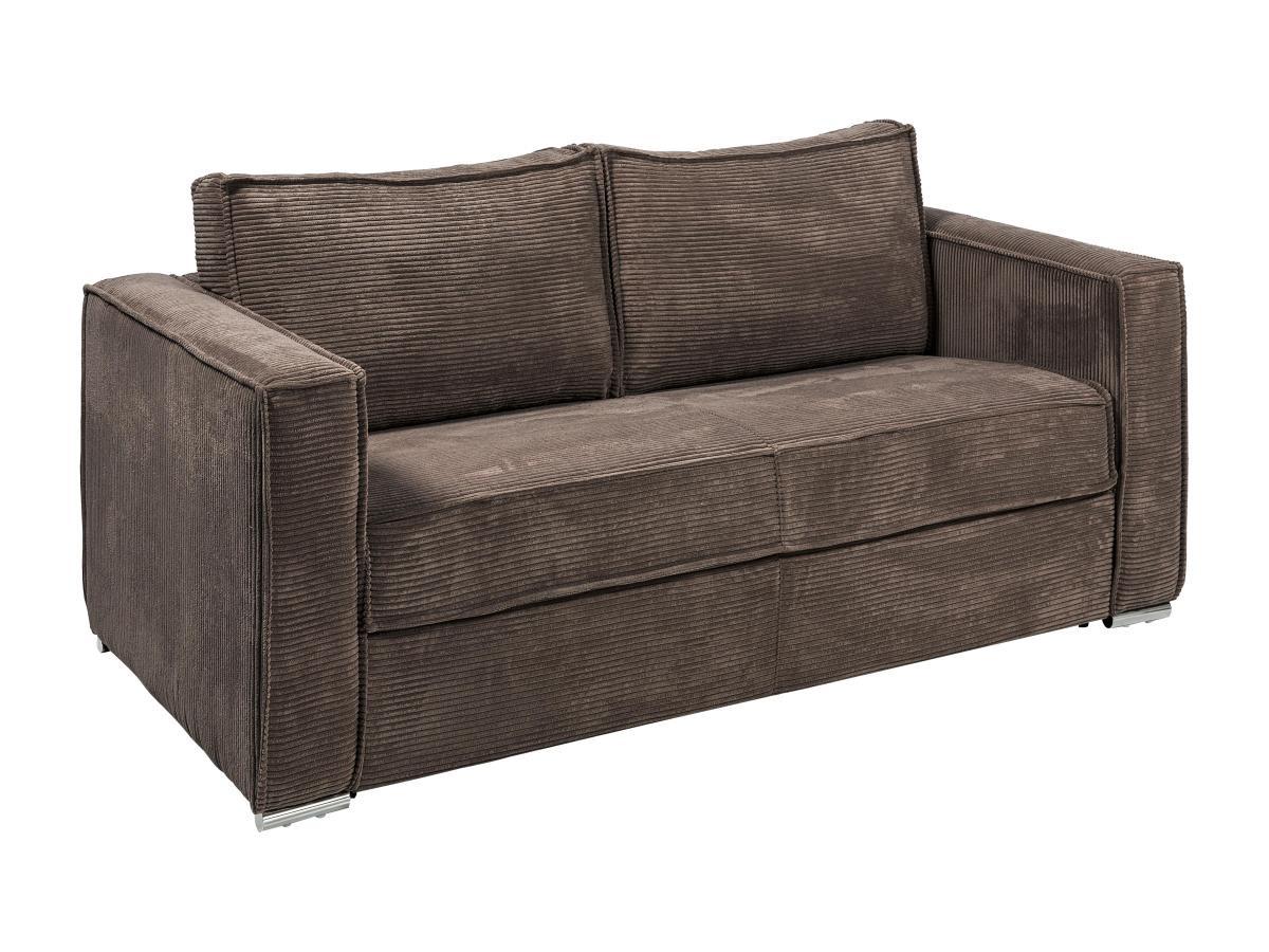 Vente-unique Schlafsofa mit Matratze 3-Sitzer - Cord - Braun - Liegefläche 140 cm - Matratze 22 cm - LORETO  