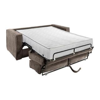 Vente-unique Canapé 3 places convertible express en velours côtelé marron - Couchage 140 cm - Matelas 22 cm LORETO  