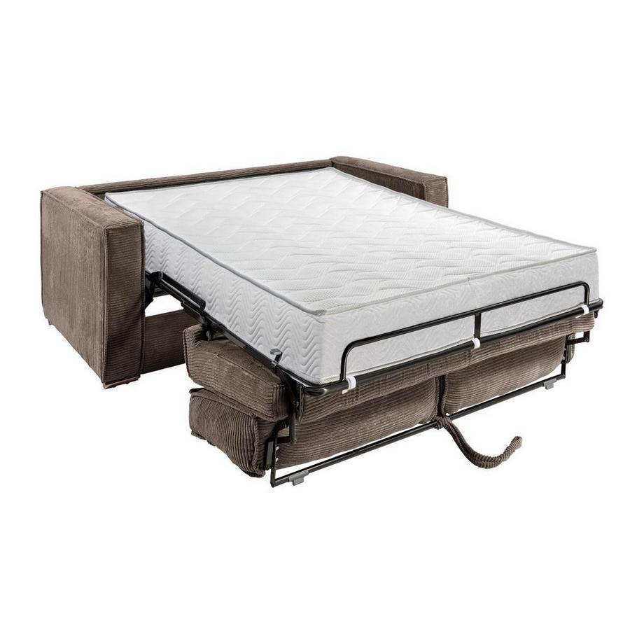 Vente-unique Canapé 3 places convertible express en velours côtelé marron - Couchage 140 cm - Matelas 22 cm LORETO  