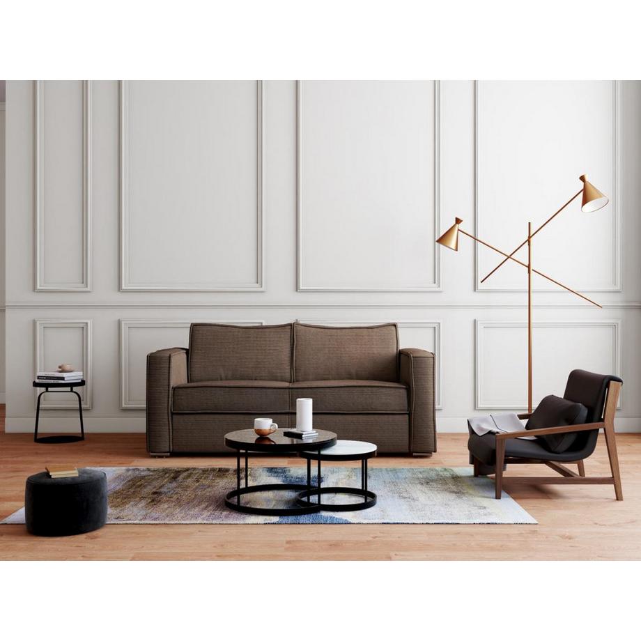 Vente-unique Canapé 3 places convertible express en velours côtelé marron - Couchage 140 cm - Matelas 22 cm LORETO  