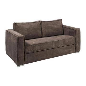 Schlafsofa mit Matratze 3-Sitzer - Cord - Braun - Liegefläche 140 cm - Matratze 22 cm - LORETO