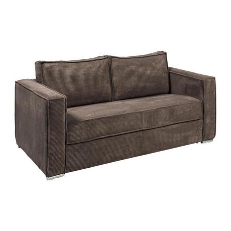 Vente-unique Schlafsofa mit Matratze 3-Sitzer - Cord - Braun - Liegefläche 140 cm - Matratze 22 cm - LORETO  