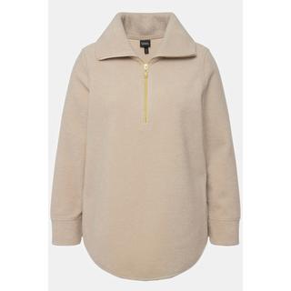 Ulla Popken  Sweat-shirt en polaire à col montant et manches longues, fermeture à glissière - silhouette en A 