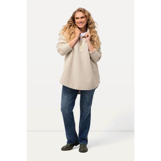 Ulla Popken  Sweat-shirt en polaire à col montant et manches longues, fermeture à glissière - silhouette en A 