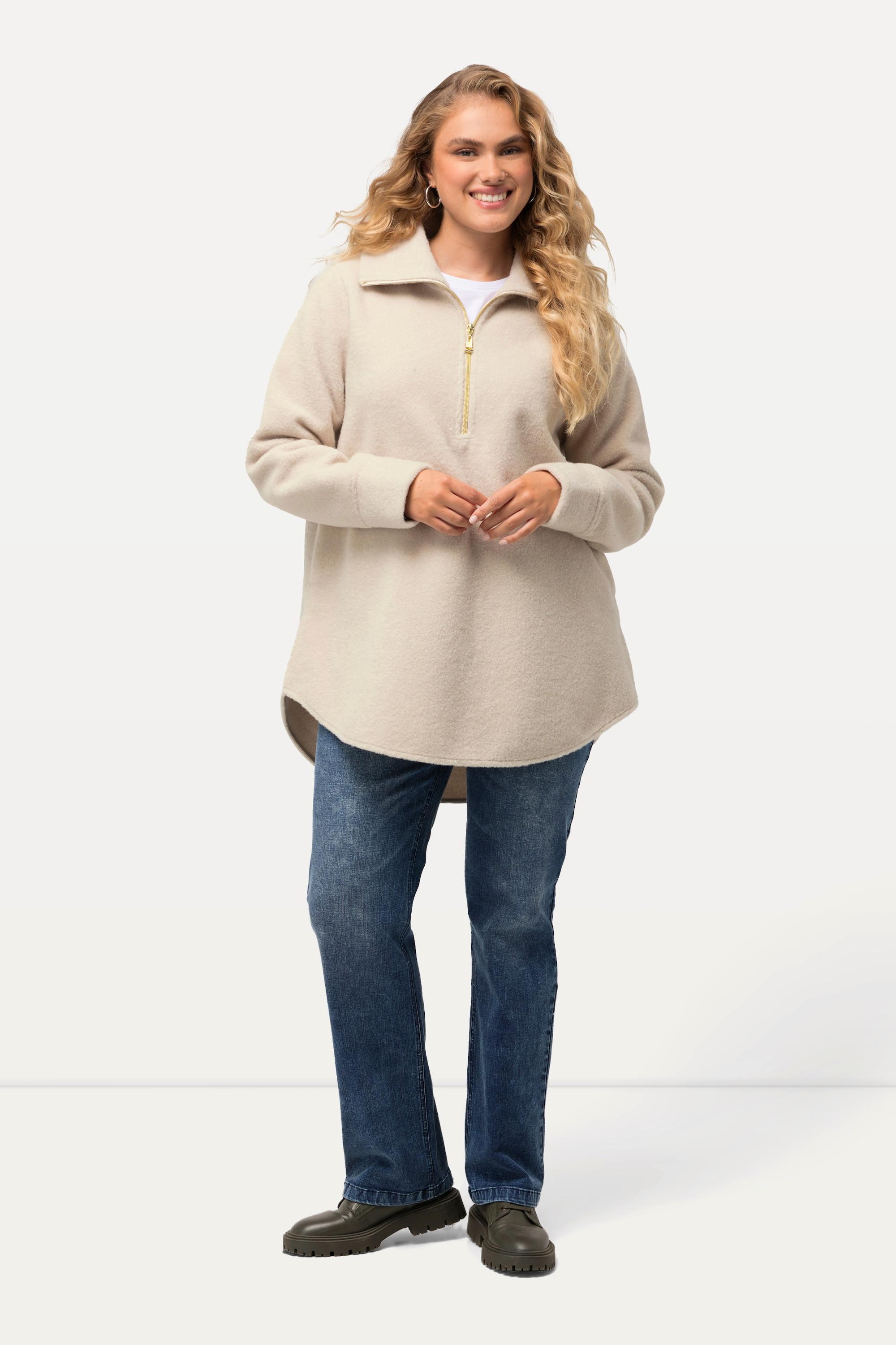 Ulla Popken Sweat-shirt polaire Coupe A Col Montant Fermeture Éclair Manches Longues  