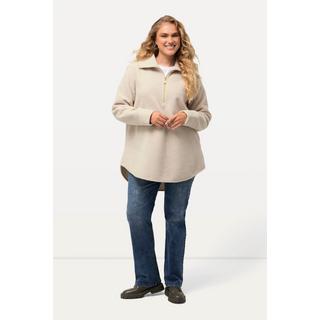 Ulla Popken  Sweat-shirt en polaire à col montant et manches longues, fermeture à glissière - silhouette en A 