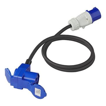 Adapterkabel 150cm 3x2,5mm² von CEE-Stecker auf CEE-Winkelstecker + Schuko-Steckdose