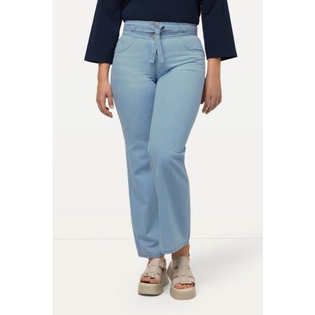 Ulla Popken  Jeans Mary, ausgestelltes Bein, Elastikbund, Bindegürtel 