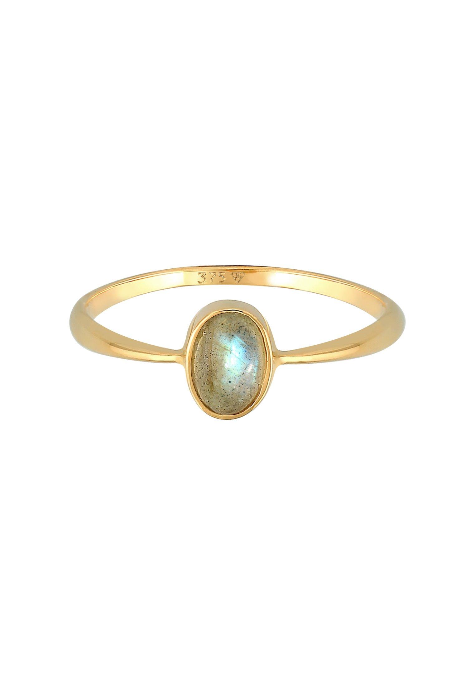 Elli  Bague Femmes Fiançailles Solitaire Avec Pierre Précieuse Labradorite En Or Jaune 375 