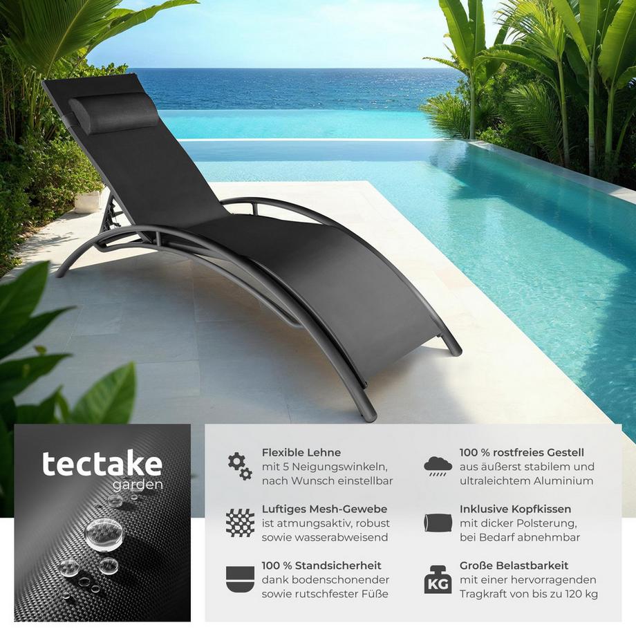 Tectake 2er Set Gartenliege Alina Textilene-Gewebe mit Aluminiumgestell  