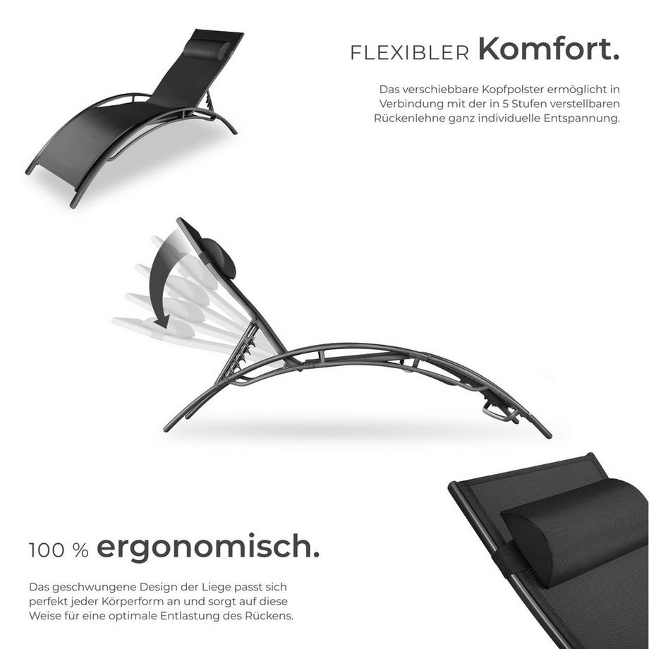 Tectake 2er Set Gartenliege Alina Textilene-Gewebe mit Aluminiumgestell  