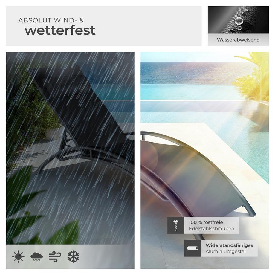 Tectake 2er Set Gartenliege Alina Textilene-Gewebe mit Aluminiumgestell  