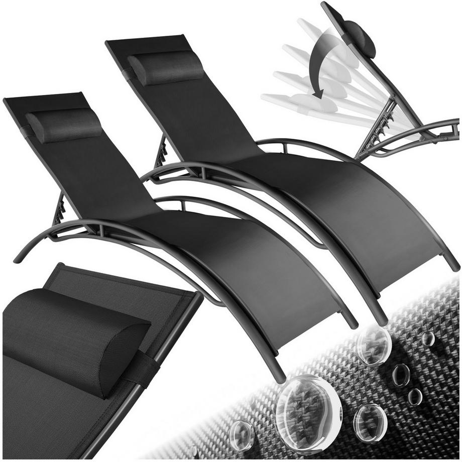2er Set Gartenliege Alina Textilene-Gewebe mit Aluminiumgestell
