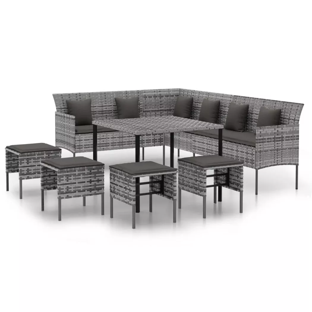 Vidaxl - Ensemble à manger jardin 6pcs et coussins gris résine tressée