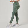 NYAMBA  Leggings Fitness Baumwolle dehnbar hohe Taille Mesh Damen grün mit Print Grün