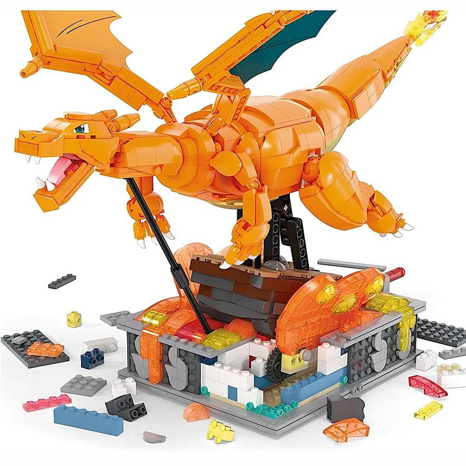 Mega Construx  Pokémon Motion Glurak bewegliches Bauset (1664Teile) 