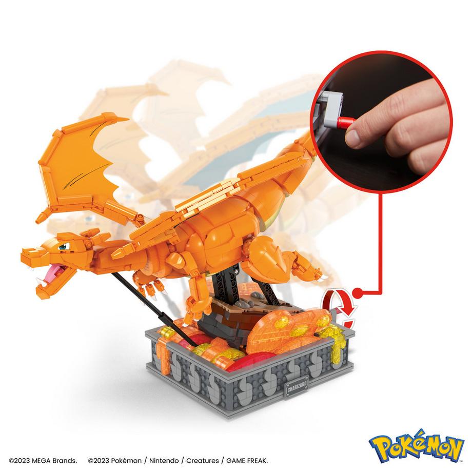Mega Construx  Pokémon Motion Glurak bewegliches Bauset (1664Teile) 