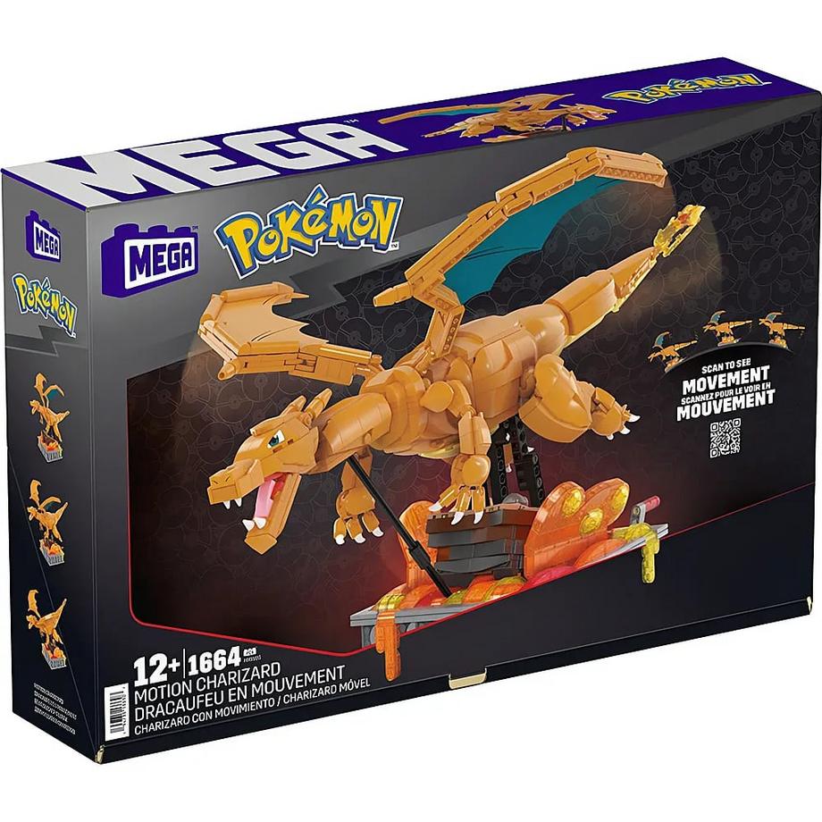 Mega Construx  Pokémon Motion Glurak bewegliches Bauset (1664Teile) 