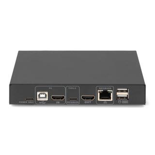 Digitus  Commutateur KVM 2 ports, USB-C + HDMI/HDMI out, 4K@30Hz, USB, PD, réseau 