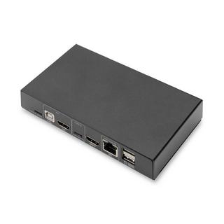 Digitus  Commutateur KVM 2 ports, USB-C + HDMI/HDMI out, 4K@30Hz, USB, PD, réseau 