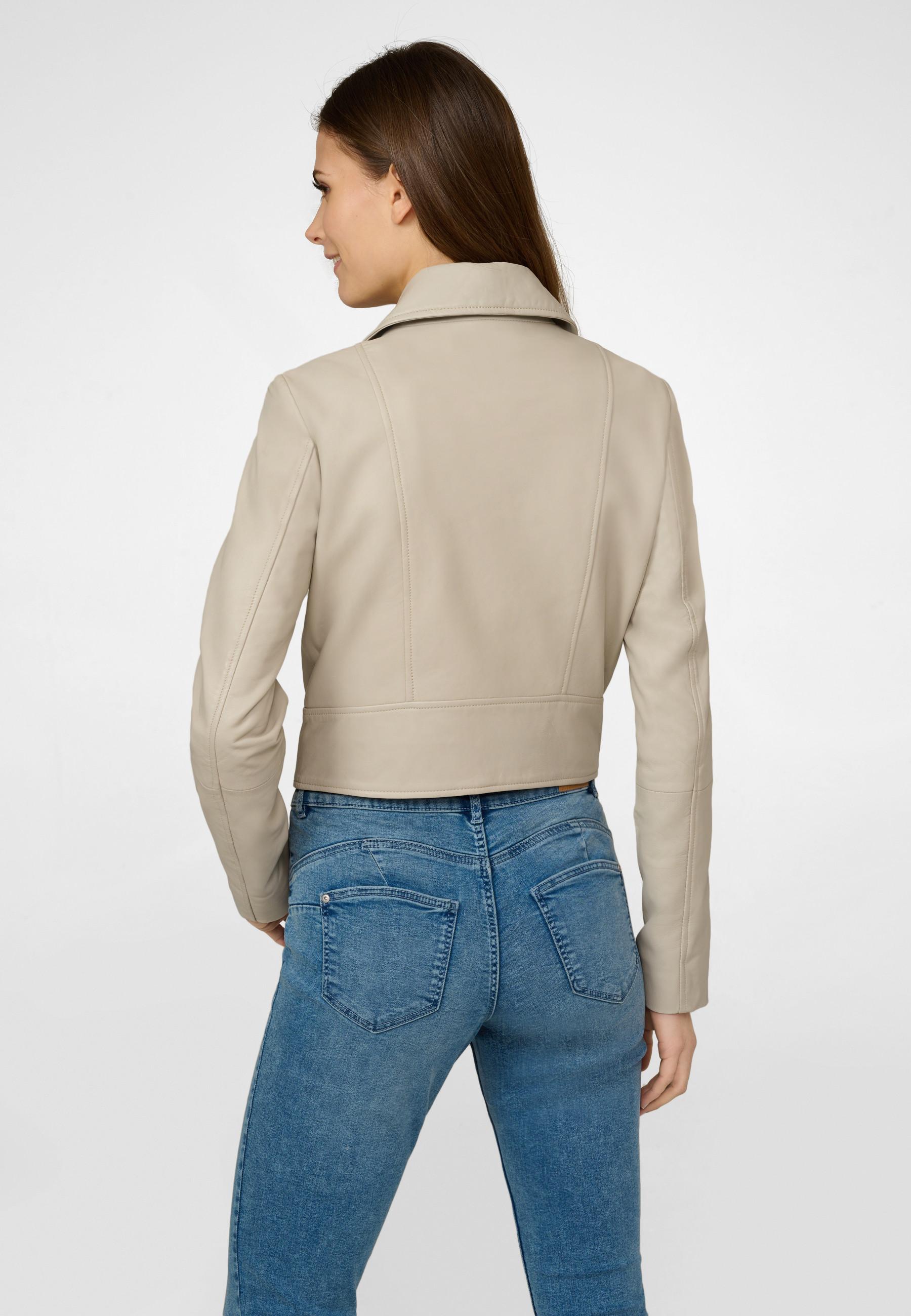 RICANO  Veste en cuir  Alina, avec col à revers et fermeture éclair diagonale 