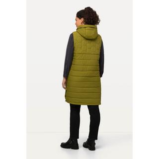 Ulla Popken  HYPRAR Long-Steppweste, Steppmix, 2-Wege-Zipper, Kapuze 