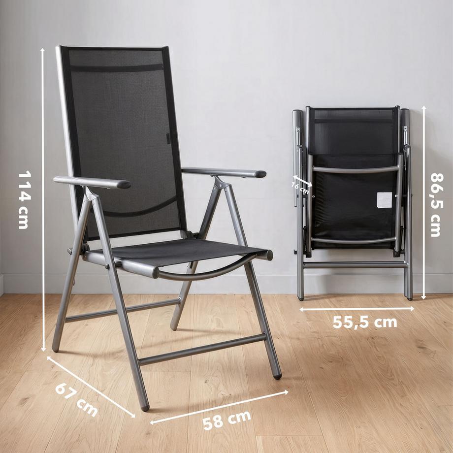 Arebos 2x sedie da giardino pieghevoli con schienale alto AREBOS | Schienale regolabile in 7 posizioni fino a 150° | Portata massima 120 kg  