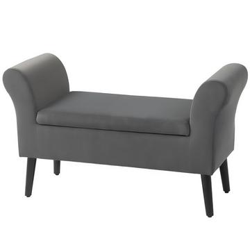 Banc banquette avec rangement banquette coffre avec accoudoirs hauteur d'assise 46cm pour couloir chambre polyester velouté 111,5 x 41 x 65 cm gris foncé