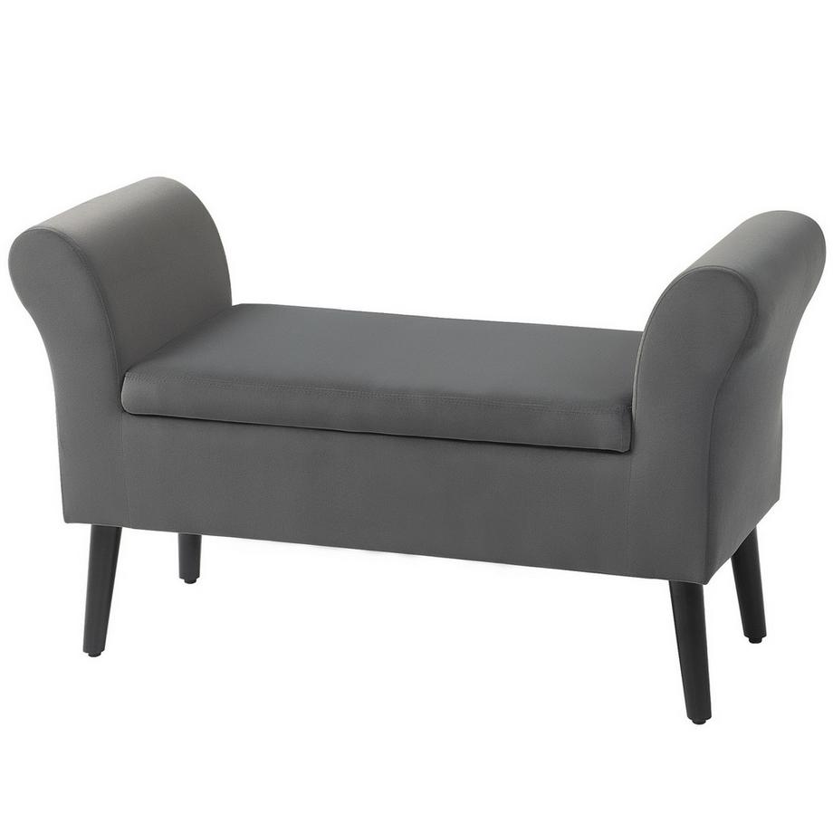 Northio Banc banquette avec rangement banquette coffre avec accoudoirs hauteur d'assise 46cm pour couloir chambre polyester velouté 111,5 x 41 x 65 cm gris foncé  