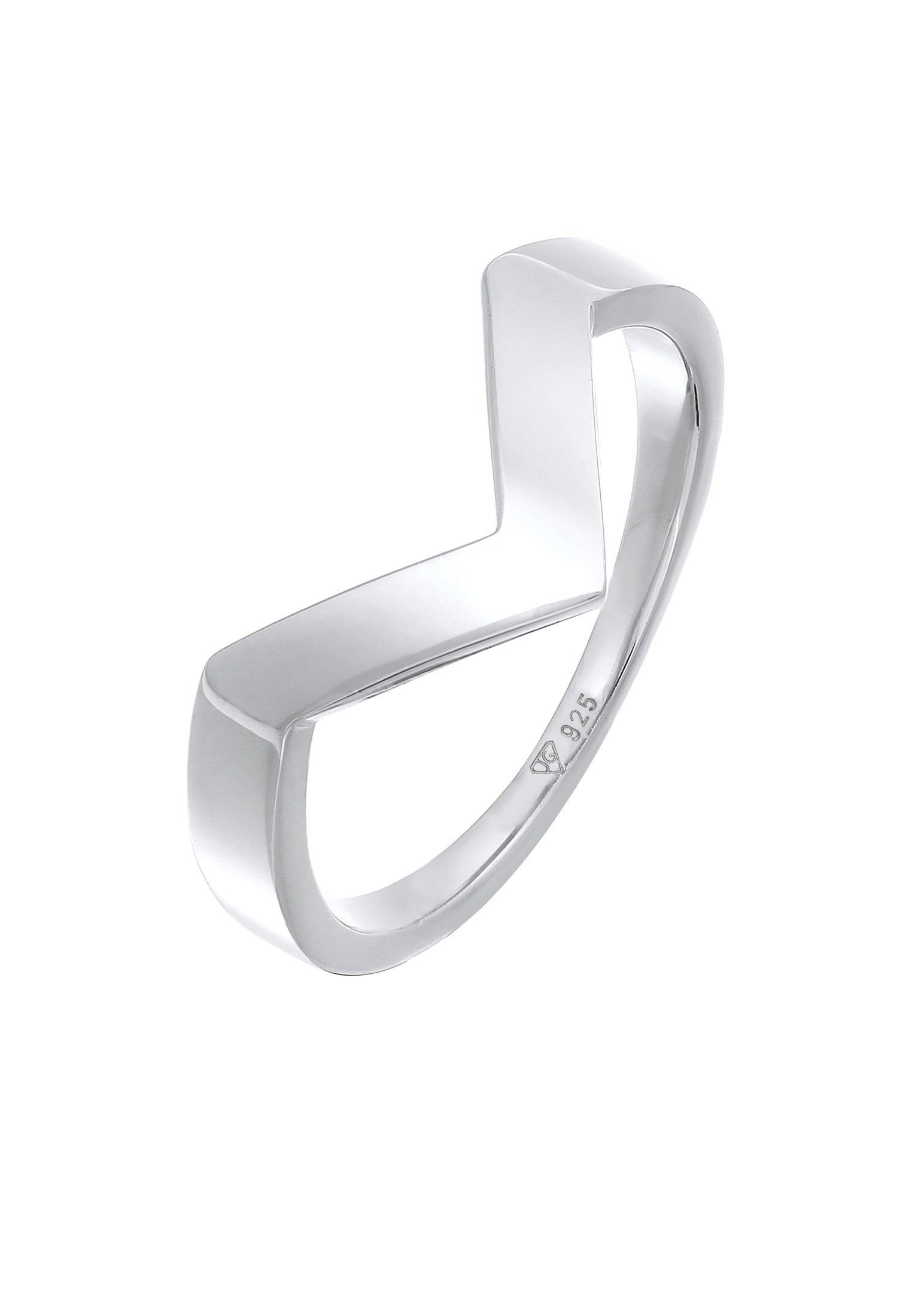 Image of Ring V-form Basic Rhodiniert Damen Silber 58mm