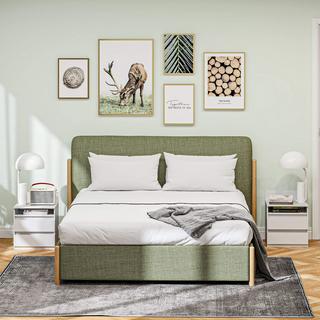 Northio 2er-Set Nachttisch mit 2 Schubladen, Beistelltisch, Nachtschrank mit Ablage, Nachtkommode für Schlafzimmer, Wohnzimmer, ca. 40 x 32 x 50 cm, Weiß  