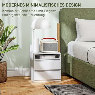 Northio 2er-Set Nachttisch mit 2 Schubladen, Beistelltisch, Nachtschrank mit Ablage, Nachtkommode für Schlafzimmer, Wohnzimmer, ca. 40 x 32 x 50 cm, Weiß  