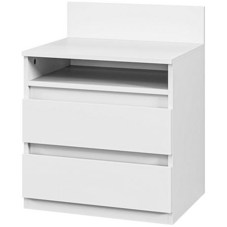 Northio 2er-Set Nachttisch mit 2 Schubladen, Beistelltisch, Nachtschrank mit Ablage, Nachtkommode für Schlafzimmer, Wohnzimmer, ca. 40 x 32 x 50 cm, Weiß  